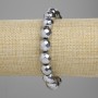 Brățară din hematit, mărgele fațetate de 10 mm±, culoare argintiu, lungime 18 cm±, pe elastic