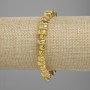 Brățară din lavă cu finisaj metalic auriu, mărgele poroase, dimensiuni 6,5–8,5 × 4–5 mm, lungime 18 cm, pe elastic