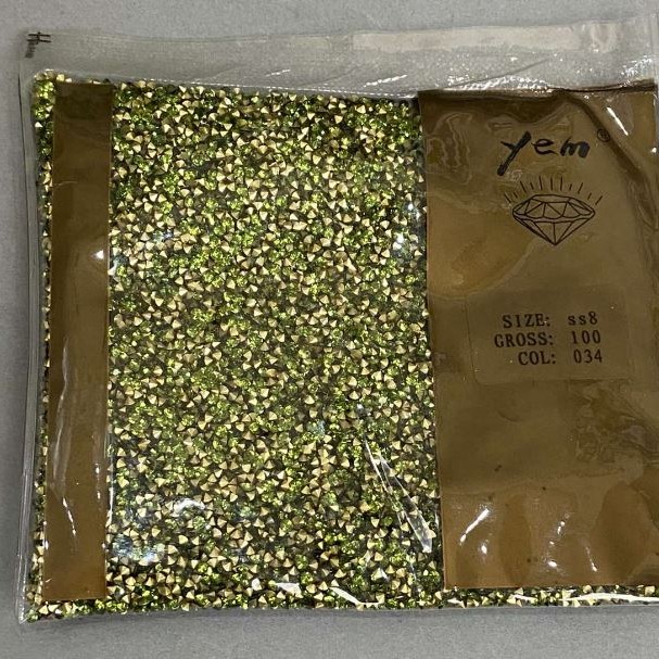 Strasuri verzi, diametru 2 mm, pachet de 50 g (±)