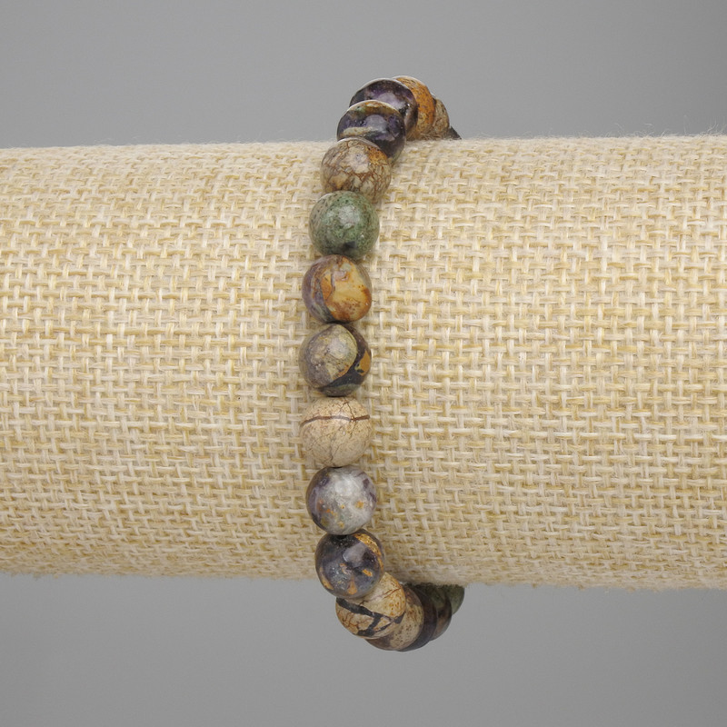 Brățară din jasper, mărgele netede de 8 mm, lungime 18 cm +- elastic