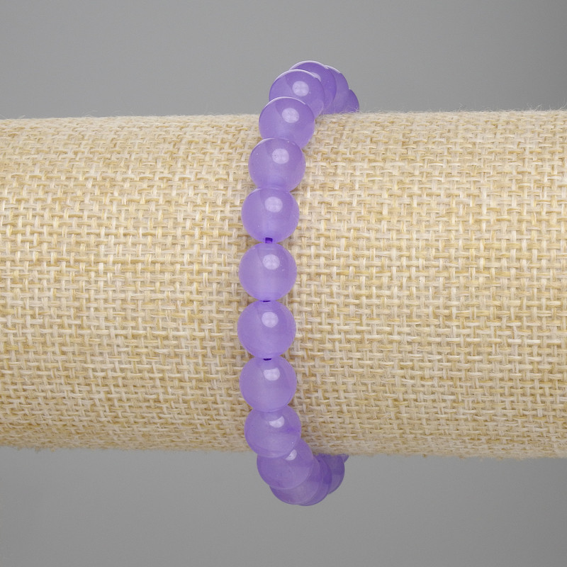 Brățară din ametist lavandă, biluțe lucioase, diametrul de 8 mm, lungime 18 cm, elastică