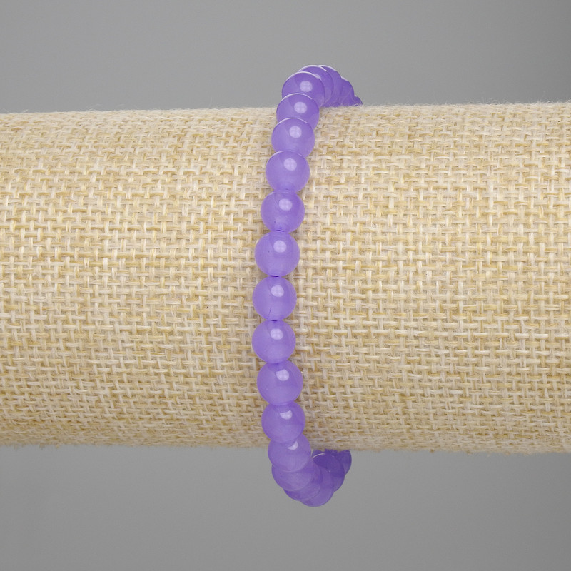 Браслет Лавандовий Аметист гладка кулька, діаметр 6мм+-, довжина 18см+- стрейч