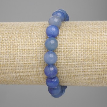 Brățară albastră din aventurin, bile netede, diametru 10 mm, lungime 18 cm, pe elastic