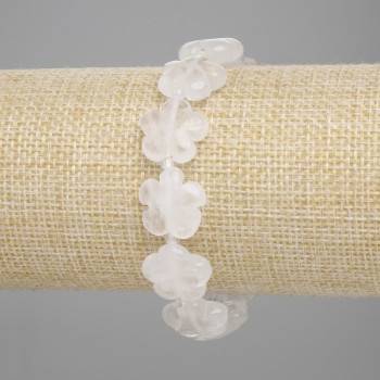 Brățară cu cristal de munte «Floare», diametrul 15 mm ±, lungimea 18 cm ±, mărgele 3 mm ±, bandă elastică