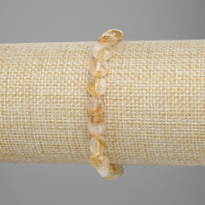 Brățară din citrin, monede tăiate, diametrul 8 mm ±, lungime 18 cm ±, pe elastic