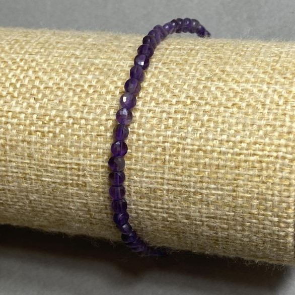 Brățară din ametist fațetat, monede de 3,5 mm, lungime 18 cm, pe șnur elastic