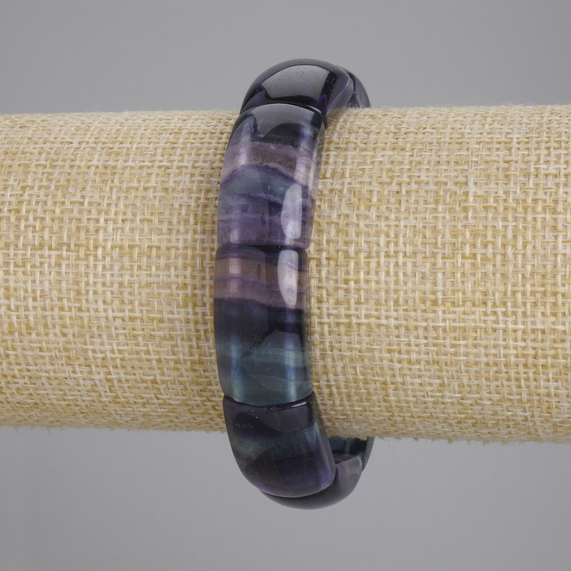 Brățară din fluororit cu verigi netede, diametrul 23×13 mm, 5 mm±, lungime 18 cm±, elastică
