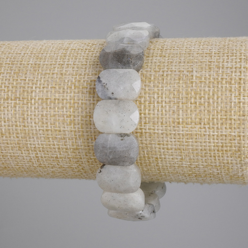 Brățară din labradorit, verigi fațetate, diametrul verigilor 15×11 mm, lungime 18 cm, pe elastic
