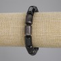 Brățară din obsidian argintiu, mărgele cilindrice de 14×10 mm, lungime 18 cm, pe elastic