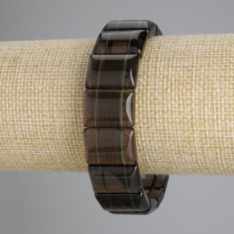 Brățară din cuart fumuriu, lanț plat, diametrul 18×13 mm, lungime 18 cm, elastic