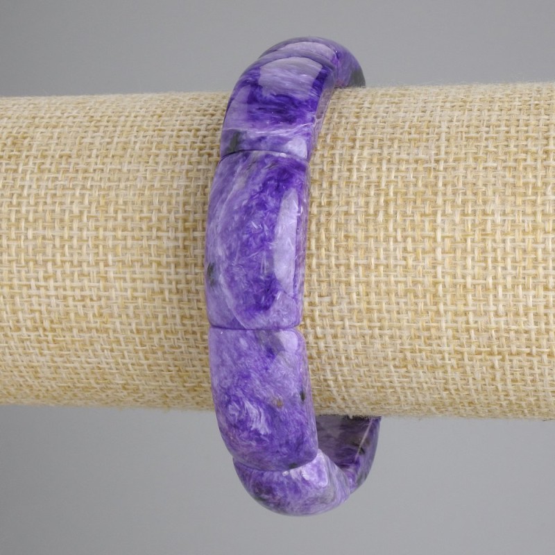 Brățară din piatră naturală charoit, verigi de 24x13 mm, 5 mm +/-, lungime 18 cm +/-, pe bază elastică