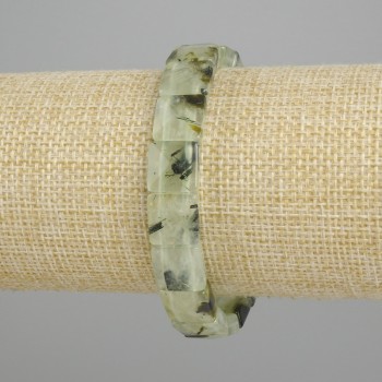 Brățară din prehnit facetat pătrat, diametrul 10,5–11×10,5–11 mm, lungime 18 cm ±, pe elastic