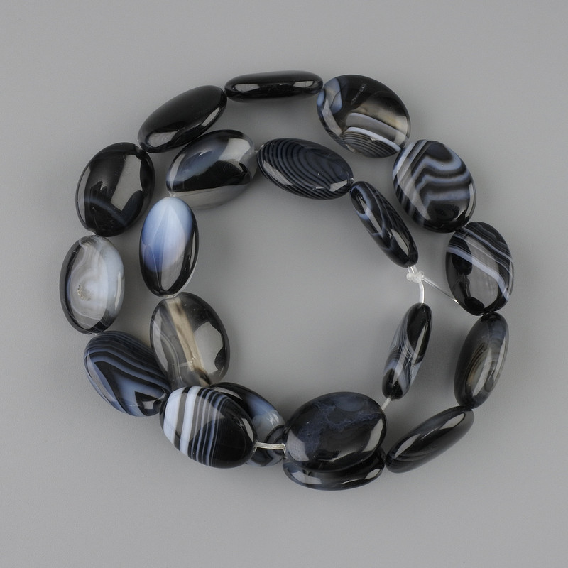Mărgele din agat, oval plat, 19,5–20×15 mm, lungime 38 cm, pe sârmă