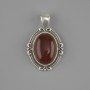 Pandantiv carneol 34×21 mm ± metal argintiu
