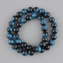 Mărgele azur-azuriu ochiul de tigru (artificiale) sferice netede, diametru 10 mm, ± lungime 38 cm ±, pe fir