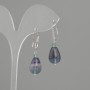 Cercei Fluorit în formă de picătură, diametrul 14×10 mm, lungimea 37 mm