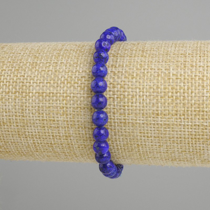 Brățară din lazurit artificial (pe bucată) bilă netedă, diametru 6 mm, lungime 18 cm, pe bandă elastică