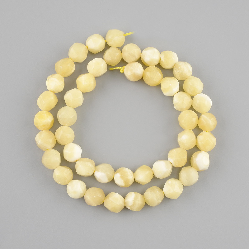 Mărgele din agat galben multifacetate, diametrul 8×7 mm, lungime 38 cm, pe șnur