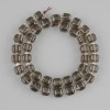 Mărgele Topaz fumuriu, tăiate cub, 8x8 mm +- mărgele de 3 mm +-, lungime 36 cm +- pe șnur