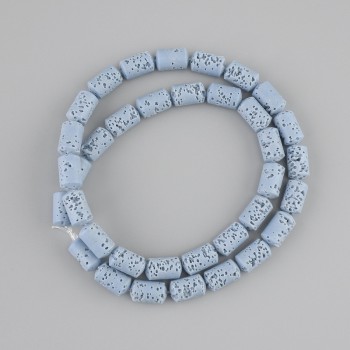 Mărgele din lavă vulcanică albastră, cilindrice, diametru 10×6mm ± pe fir, lungime 38 cm+