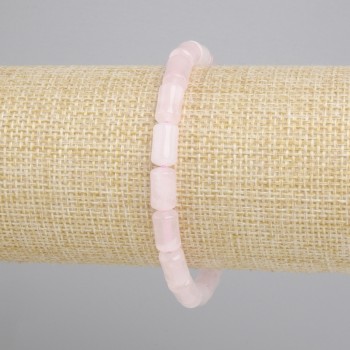 Brățară cu cuarț roz cilindric, diametru 10x6 mm, lungime 18 cm, elastică