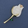 Broșă-pendulă «Floare» cu strasuri, metal auriu, 70x35 mm+