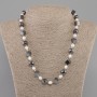 Colier cu perle de râu 7-8×6 mm, hematit - mărgele facetate de 10 mm +- și cuburi de 8 mm +-, lungime 50 cm+