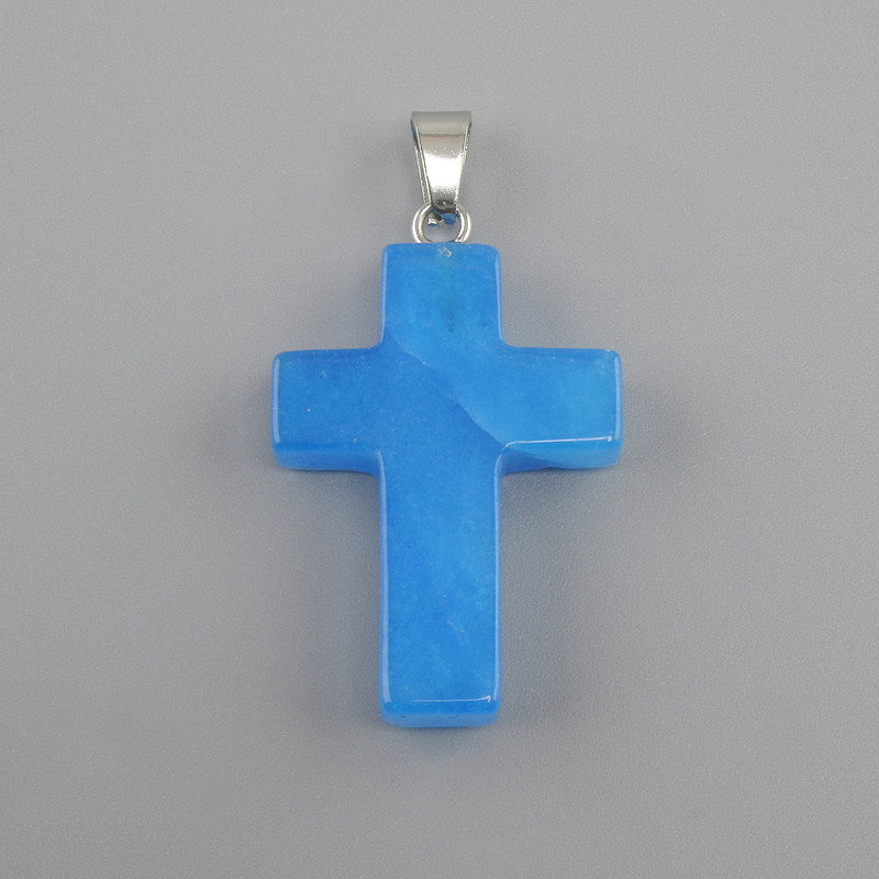 Pandantiv-cruce din acvamarin 18×26×34 mm+