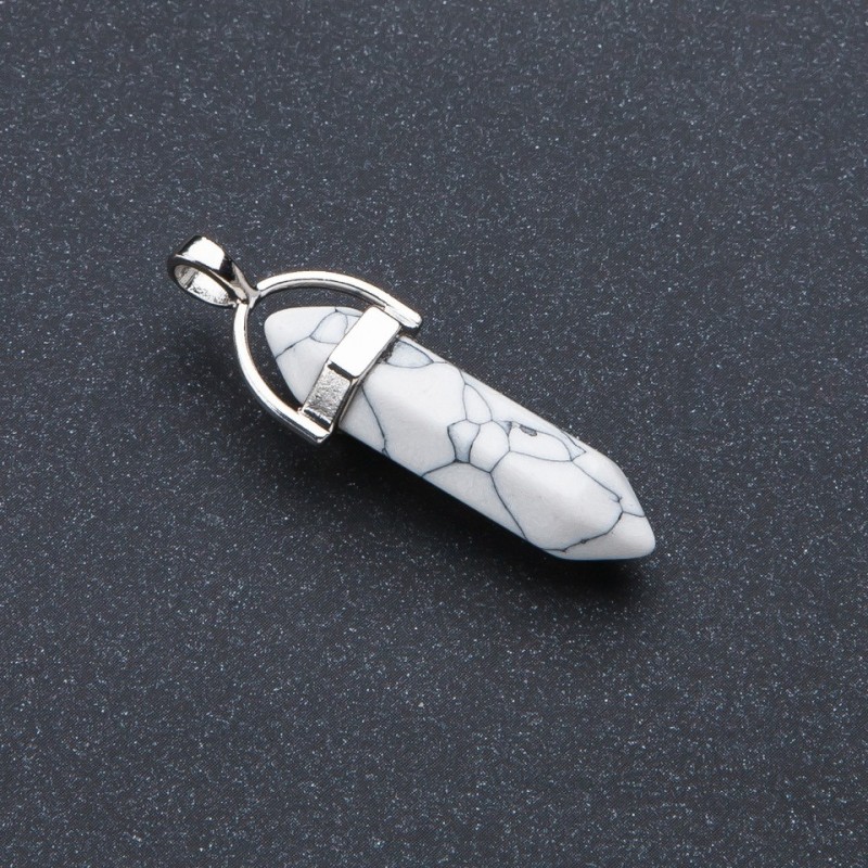 Pendentă hexagonală din piatră Kaholong 4×0,9 cm