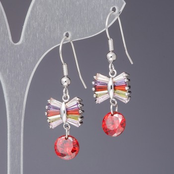 Cercei cu cristale colorate «Fundă», lungime 4,5 cm