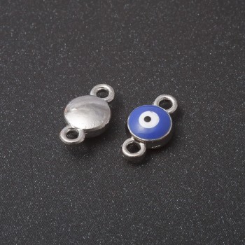 Pandantiv-conector circular „Ochi” 1,5 cm, set de 10 bucăți