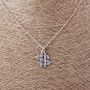 Pandantiv Dolar pe lanț în formă de ancoră, cu cristale albastre, lungime 52 cm, diametru 2×1,7 cm, metal argintiu