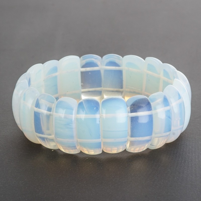 Brățară cu piatră lunară pe elastic, zale dreptunghiulare 2,5×1 cm
