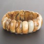 Brățară din jasper peisaj pe elastic, cu zale dreptunghiulare 2,5 x 1,2 cm