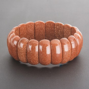 Brățară din aventurin „Nisip auriu” pe elastic, zale dreptunghiulare 25x12 cm (±)