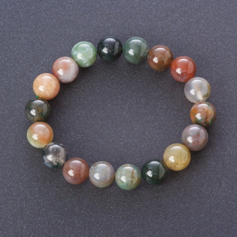 Brățară din jasper multicolor pe elastic, mărgele netede, diametrul de 10 mm