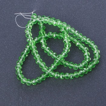 Mărgele din cristal ceh, transparente, culoare verde deschis, lungime 40 cm, diametru 6 mm