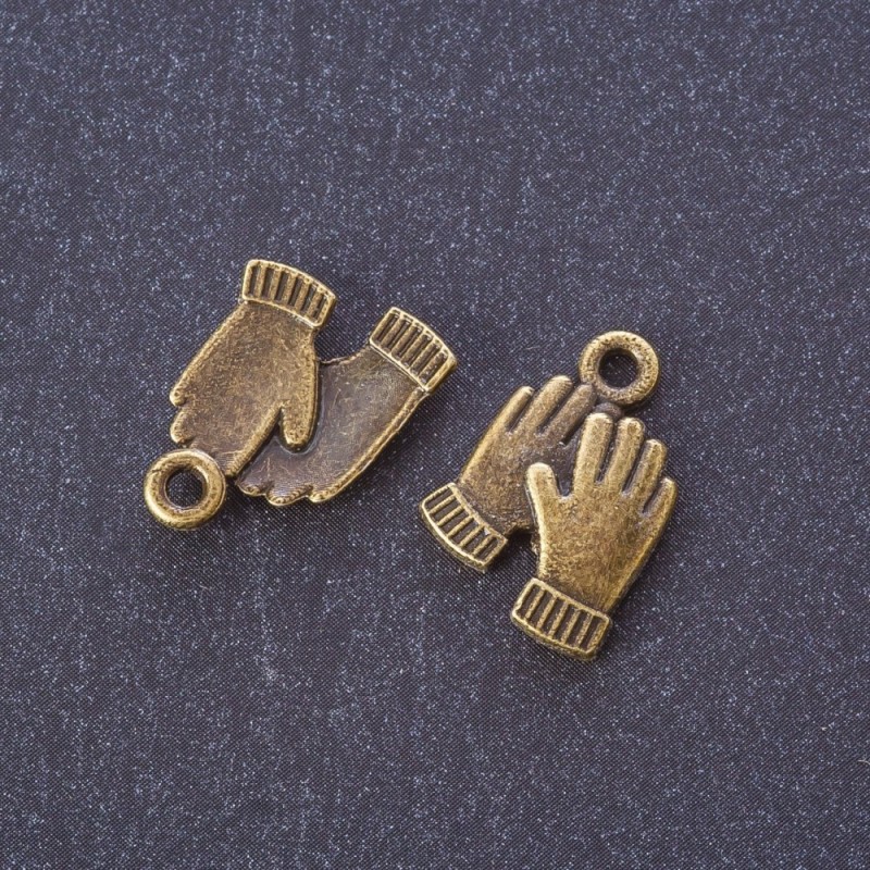 Furnitură pentru pandantiv «Mâinile» culoare bronz închis, 18×13 mm, greutate 20 g, +/- 17 buc.