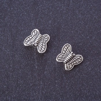 Furnitură pentru bijuterii, mărga-inserție Fluture, culoare metalică „argintiu”, diametru 10×9 mm, ambalaj 20 g, + -40 bucăți