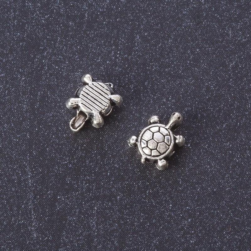 Furnitură – mărgea inserție carapace culoare argintiu 7×8 mm pachet 20 g ±40 buc