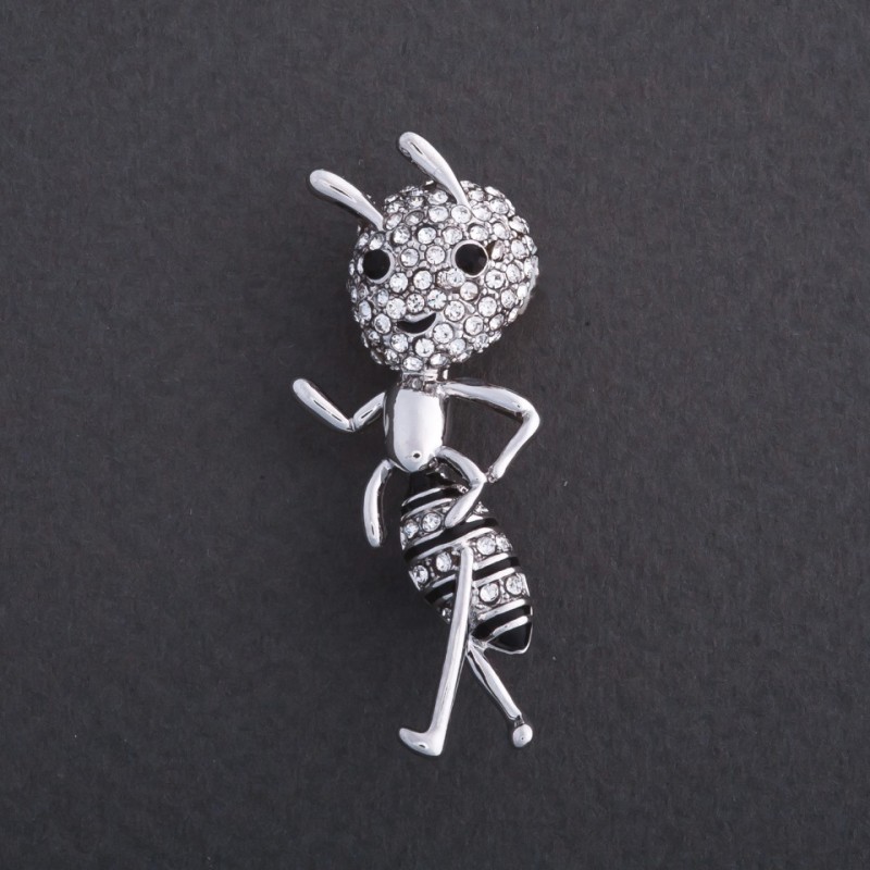 Broșă „Furnică Curajoasă” 4x2 cm, culoare metal argintiu