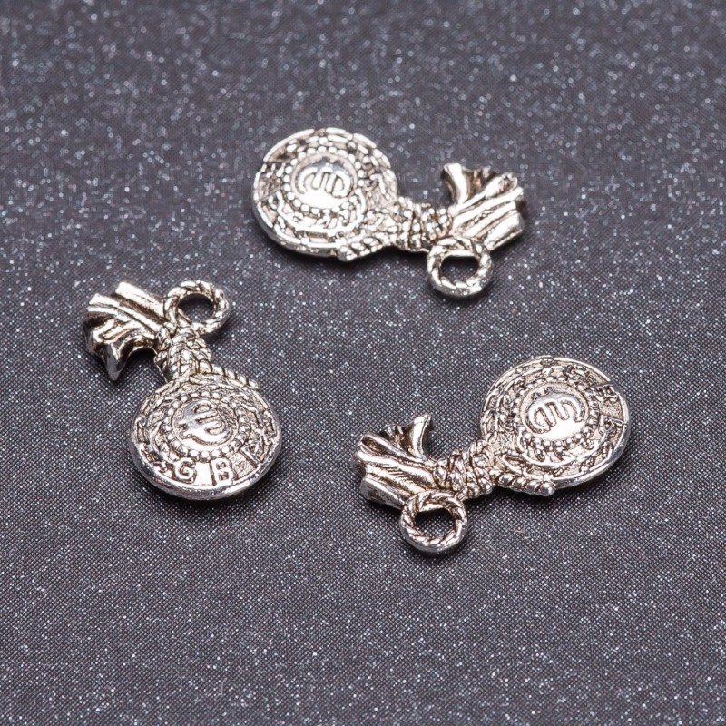Furnitură pandantiv Euro, culoare argintiu, 13 mm, ambalaj 20 g, +/- 25 buc