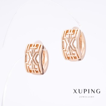 Cercei Xuping «Slovanca» placare cu aur 18K, lungime 1,5 cm, grosime 8,5 mm