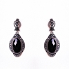 Cercei ovali, cu model filigranat, cristal negru (40 × 20 mm)