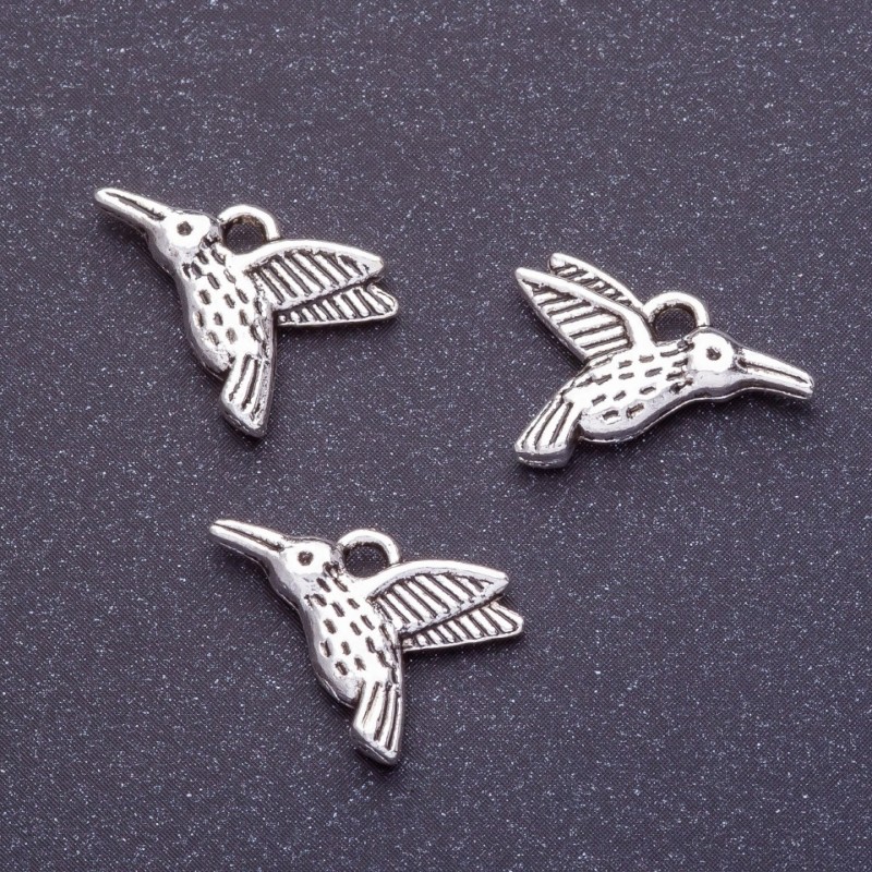 Pandantiv – pasăre colibri, lungime 11×16 mm, gaură Ø1 mm, ambalaj 20 g +/- 13 buc.