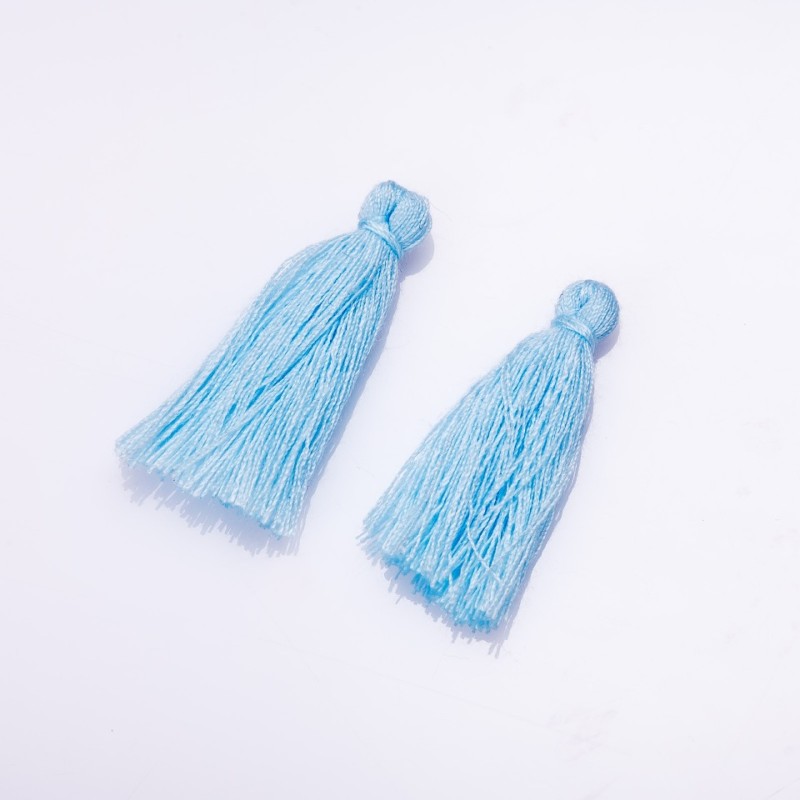 Componentă pentru handmade – Pensulă mini din bumbac albastru deschis, lungime 3 cm, diametru 4 mm, pereche
