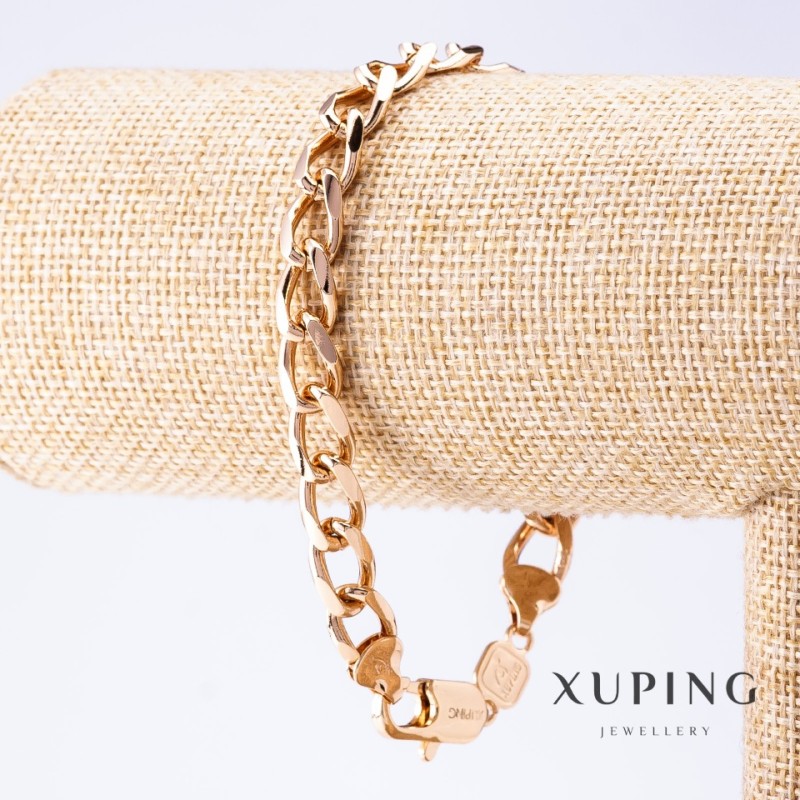 Brățară Xuping cu împletire panțirată, lungime 21 cm, grosime 8,5 mm, culoare aurie