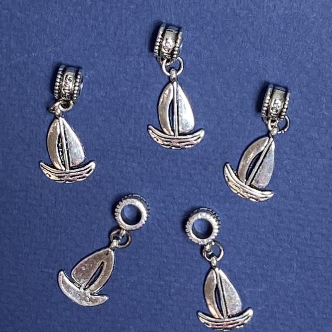 Buclă de agățare cu pandantiv - Corabă Pandora, lungime 3 cm, set de 5 bucăți