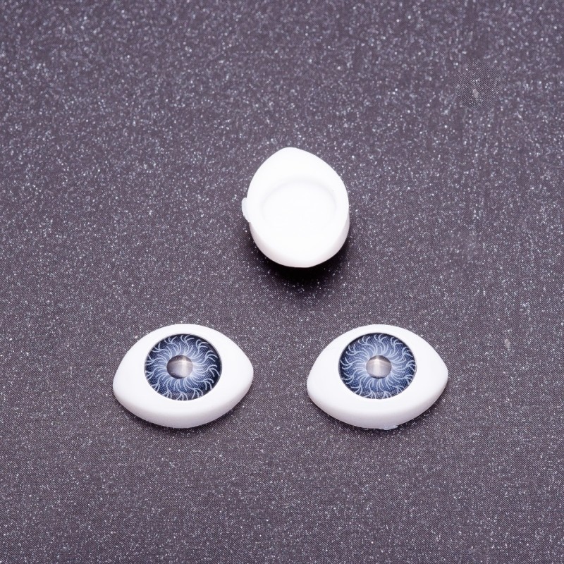 Furnitură „Ochi vii” – perechi, culoare gri, iris gri, diametru 6 mm, formă ovală 8×12 mm, set 50 perechi