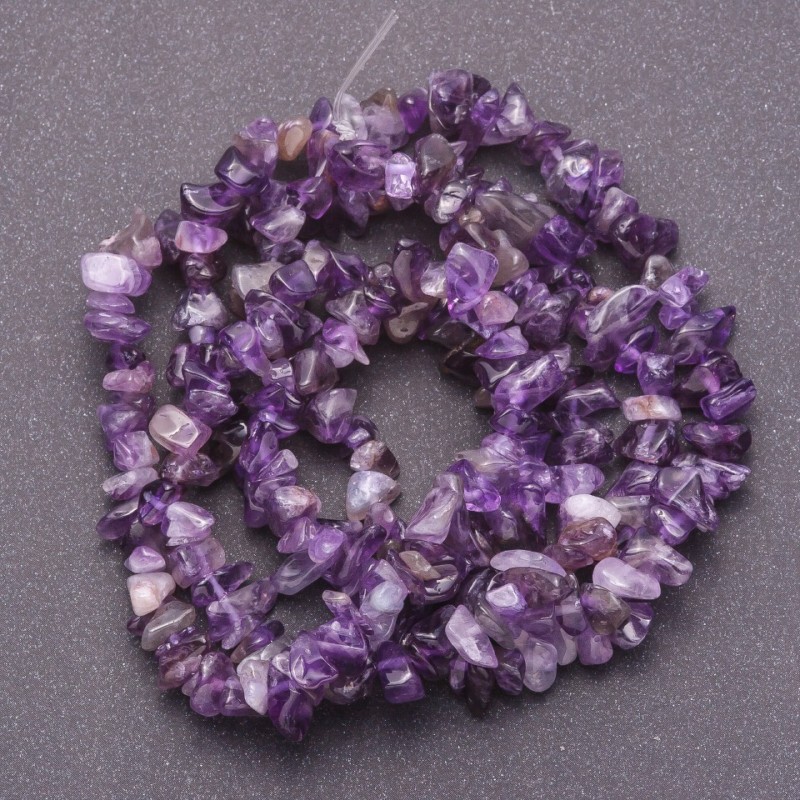 Mărgele din piatră naturală de ametist – granule pe fir, diametru 7x3 mm (+/-), lungime 80 cm+